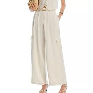 New Aqua Linen Pants sz XXL Aqua Linen Cargo Pants Beige tan linen
